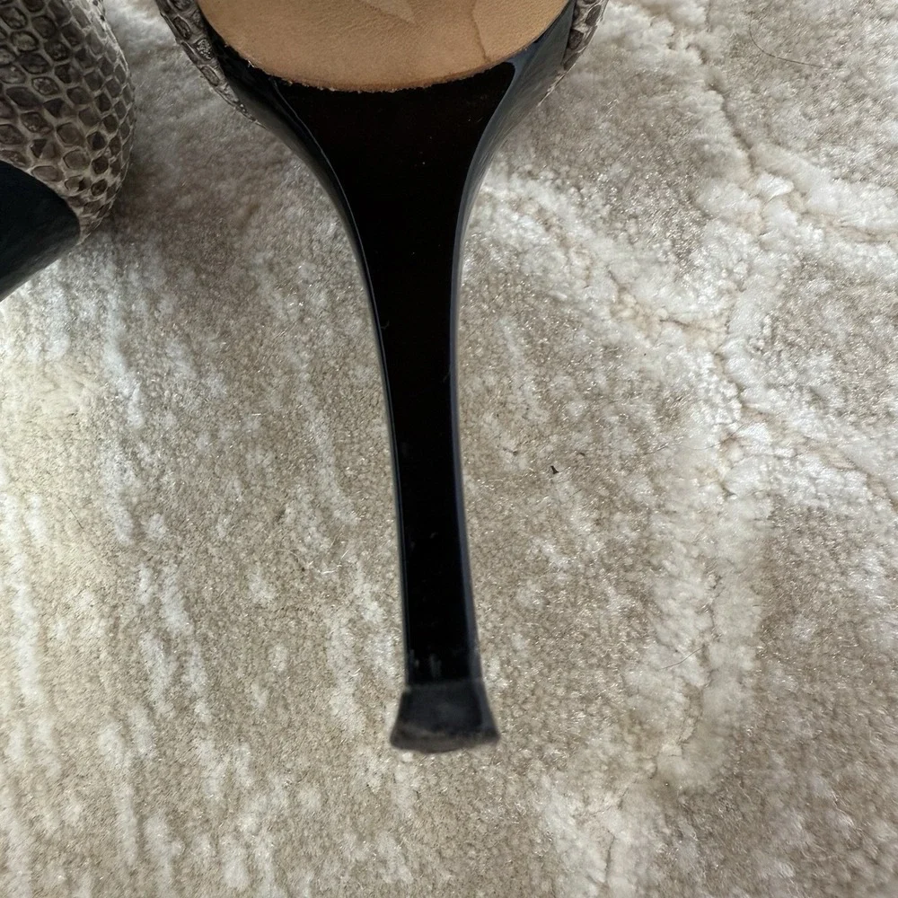 Giuseppe Zanotti Snake Print Embossed Leather Peep Toe Pump Heels EU38 US8‎ Used